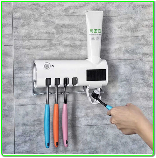 Distributeur Automatique de Dentifrice avec Porte-Brosse Antibactérien et Lumière UV